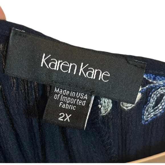 Karen Kane Women Floral Peasant Tunic Top 2X Embroiderered Cottagecore Whimsy - Picture 2 of 11